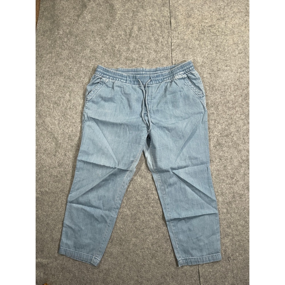 Old Navy Light Wash Chambray Joggers Elastic Waist Drawstring Denim Pants XL